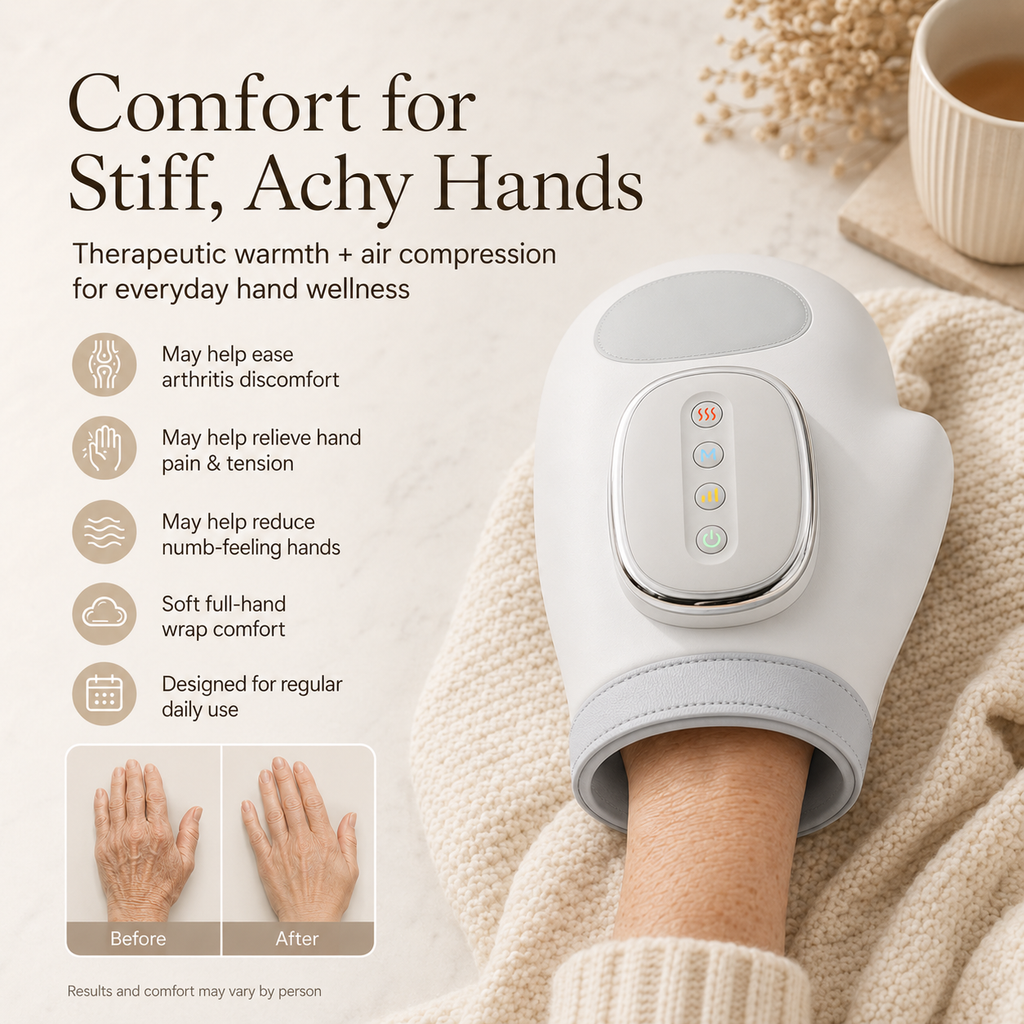 Heated Hand Massager for Arthritis Discomfort, Hand Pain & Numbness